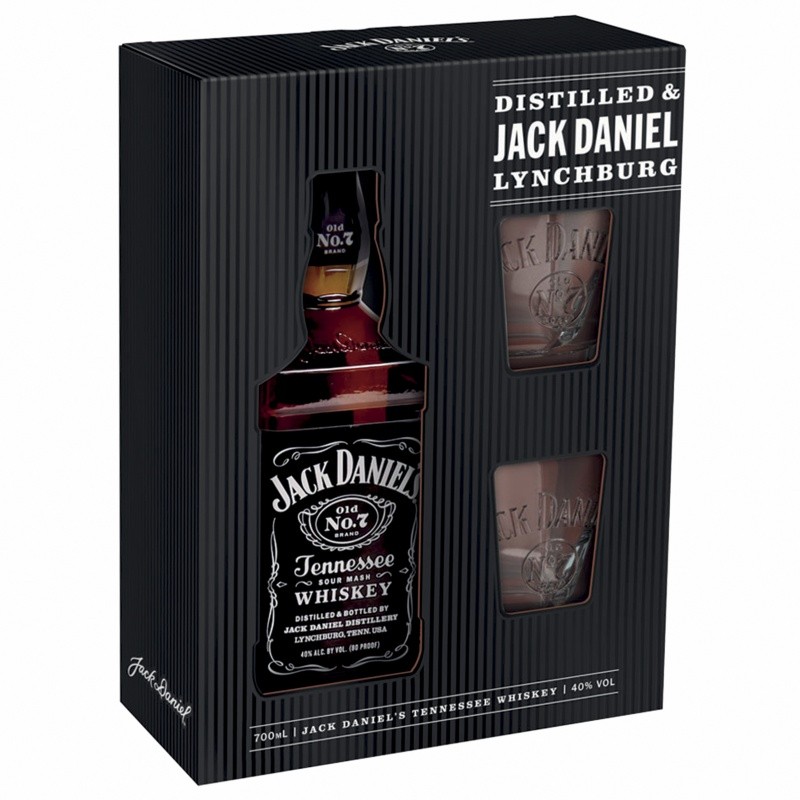 Jack Daniel's Tennessee Whiskey 0,7l kazeta + 2 sklenice