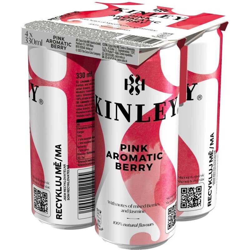 Kinley Pink Aromatic Berry 4 x 0,33l multipack - plech