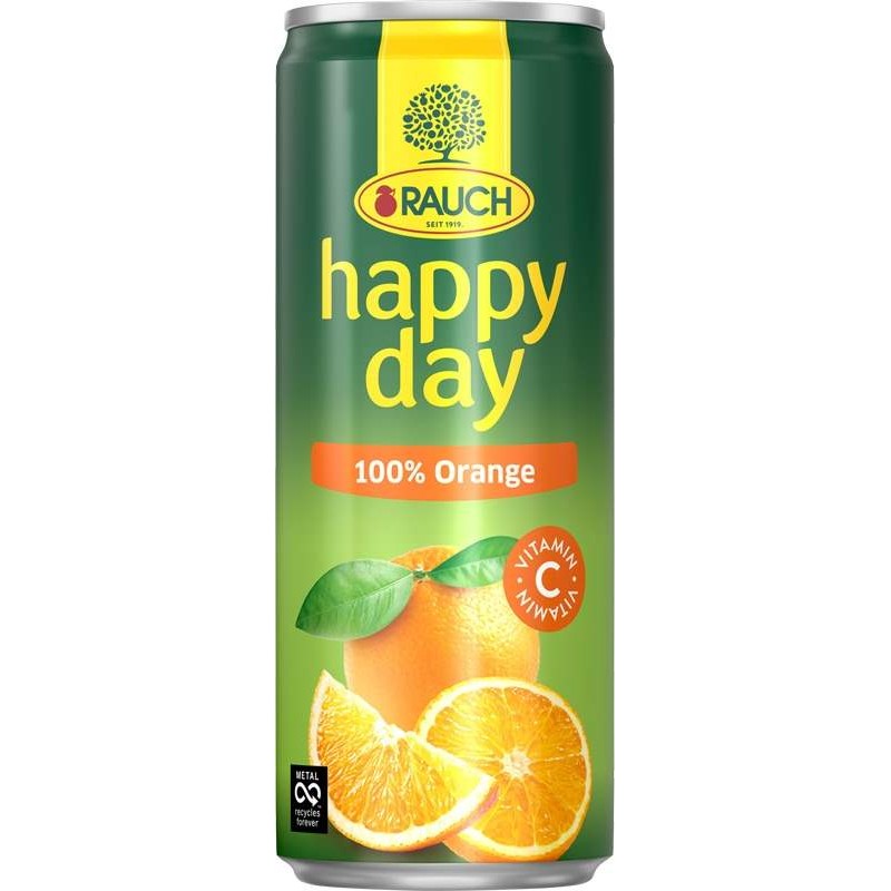 Rauch Happy Day pomeranč 100% 0,33l - plech