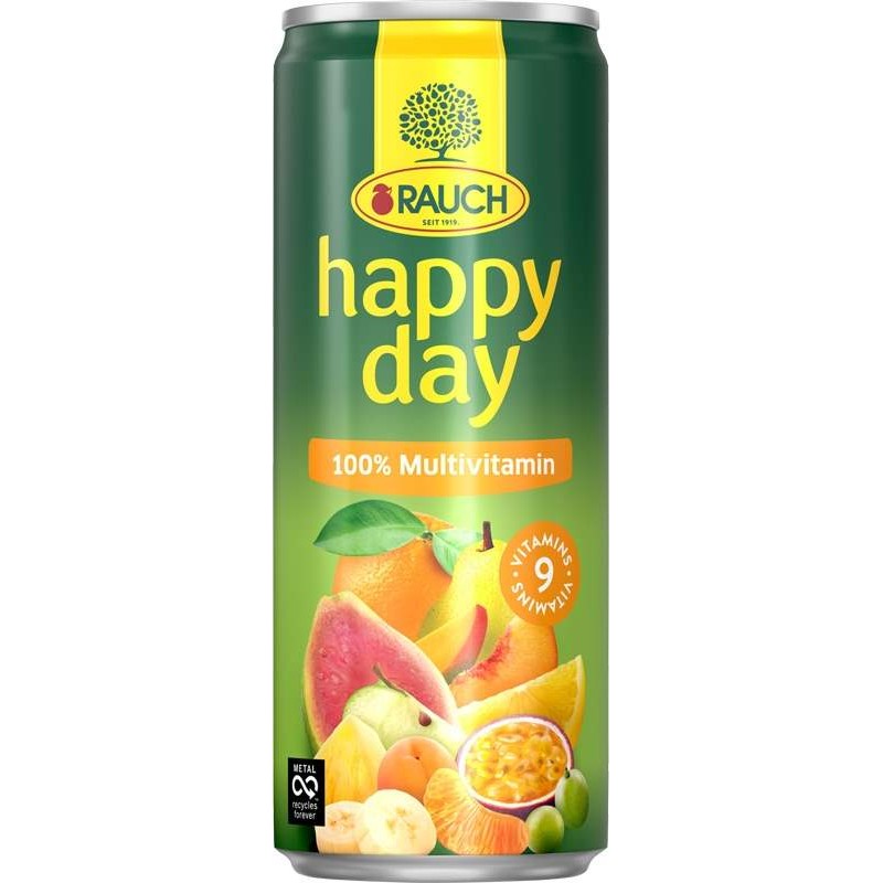 Rauch Happy day multivitamin 100% 0,33l - plech